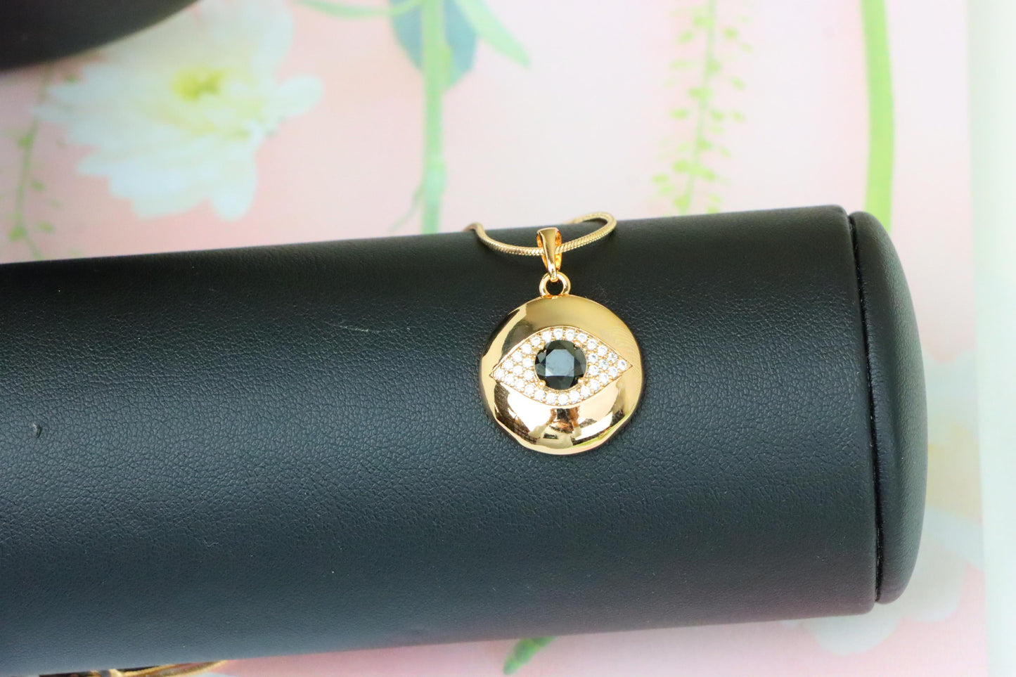 Round Evil Eye Rose Gold Pendant with Black Center, XPPT1299 (2130-5)