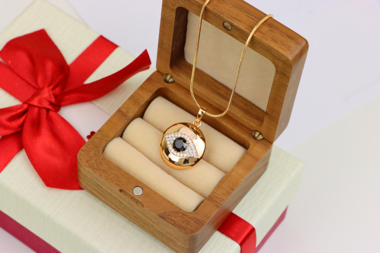 Round Evil Eye Rose Gold Pendant with Black Center, XPPT1299 (2130-5)