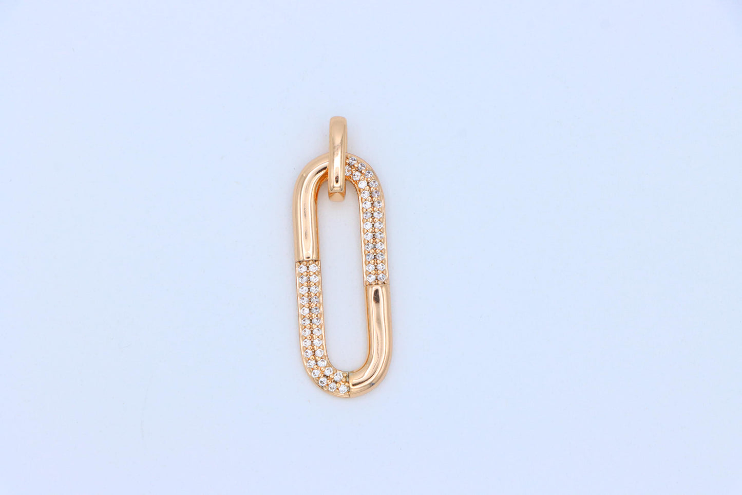 Oval Link Style Rose Gold Pendant with Crystal Accents, XPPT1300 (2130-6)