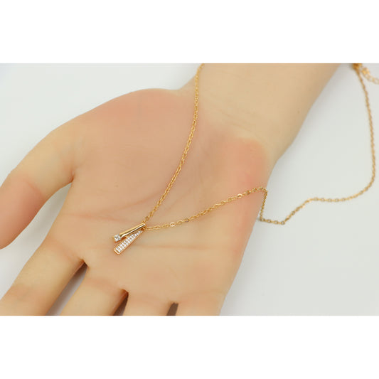 Elegant Rose Gold Plated Necklace w/ CZ Pendant, XPNL0159 (2016-9)