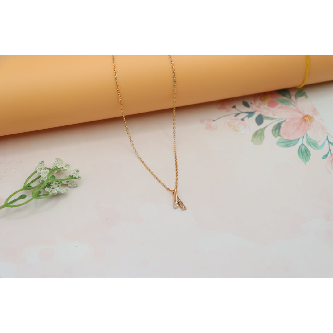 Elegant Rose Gold Plated Necklace w/ CZ Pendant, XPNL0159 (2016-9)
