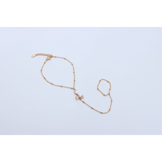 Elegant Rose Gold Bracelet with Bow Charm and Adjustable Chain, XPBL0605 (2061-4)