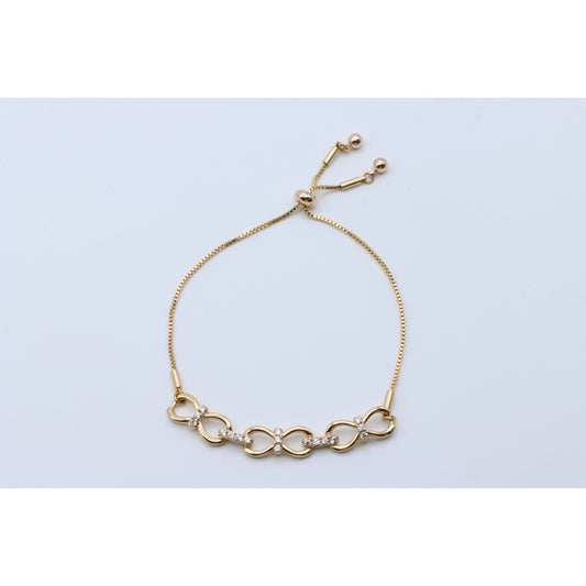 Elegant Rose Gold Infinity Bracelet in Cubic Zirconia, Adjustable Size, XPAB0606 (2061-5)