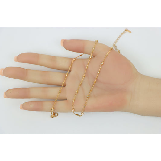 Elegant Rose Gold Chain Necklace with Bead and Bar Detailing, XPNL0161 (2017-1)