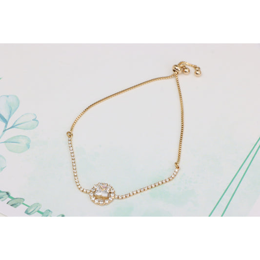 Chic Rose Gold Plated Adjustable A-Bracelet with Sparkling Design, XPAB0608 (2061-7)