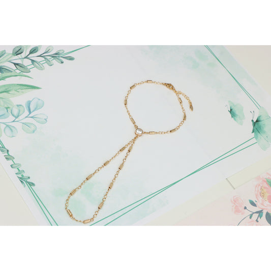 Elegant Rose Gold Plated Chain Bracelet with Sparkling Center Stone, XPBL0607 (2061-6)