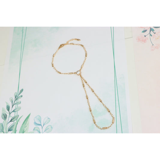 Elegant Rose Gold Plated Chain Bracelet with Sparkling Center Stone, XPBL0607 (2061-6)
