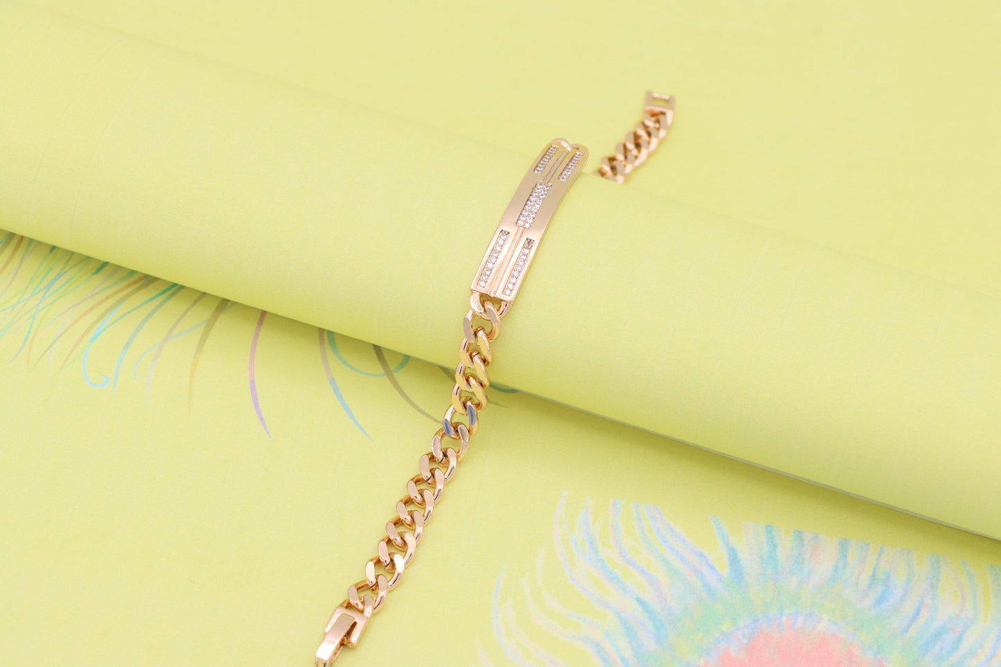Sleek Rose Gold Bracelet with Triple Row Crystal Accent, XPBL0977 (2098-6)