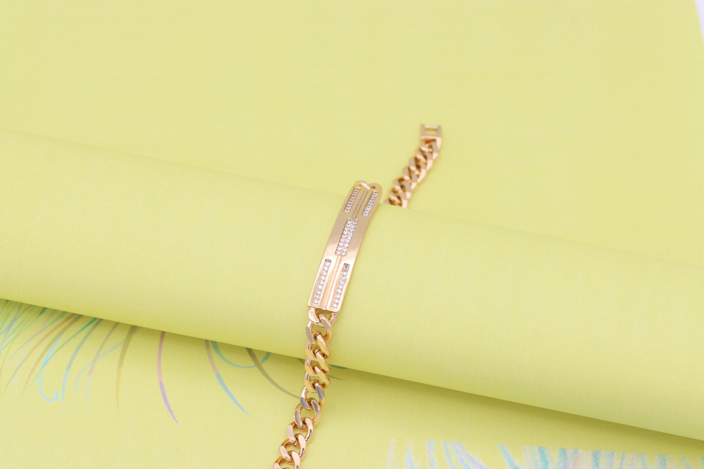 Sleek Rose Gold Bracelet with Triple Row Crystal Accent, XPBL0977 (2098-6)