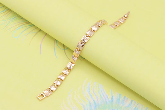 Polished Link Rose Gold Bracelet with Modern Motif, XPBL0978 (2098-7)