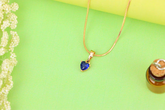 Charming Heart-Shaped Blue Pendant in Gold, XPPT1305 (2130-8)