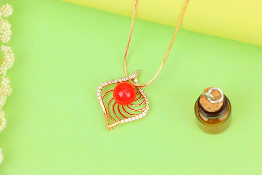 Elegant Rose Gold Pendant with Red Accent, XPPT1306 (2130-9)
