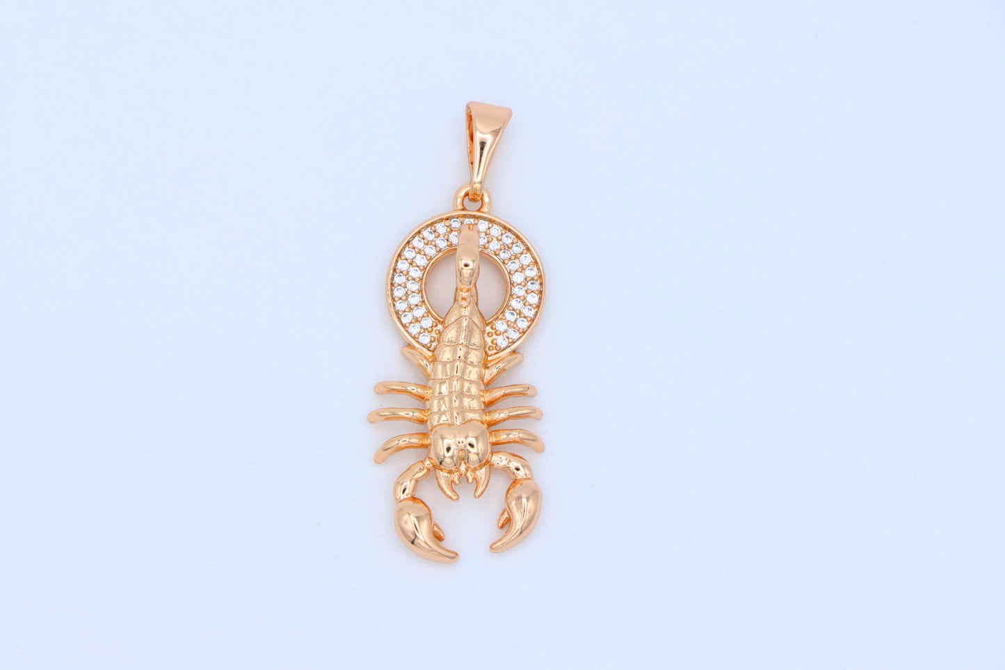Rose Gold Scorpion Pendant in Gold Plated Brass – Zodiac Statement Charm, XPPT1759 (2152-4)