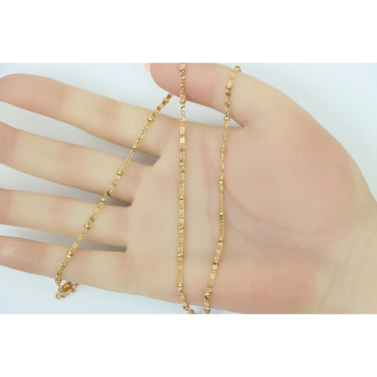 Dainty Rose Gold Beaded Chain Necklace with Delicate Link Design , XPNL0165 (2017-5)