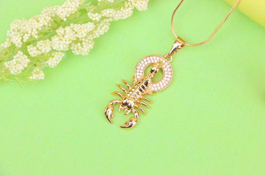 Rose Gold Scorpion Pendant in Gold Plated Brass – Zodiac Statement Charm, XPPT1759 (2152-4)