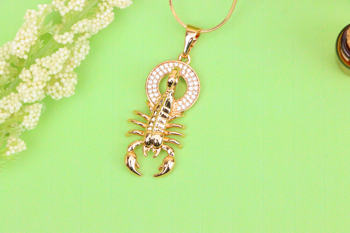 Rose Gold Scorpion Pendant in Gold Plated Brass – Zodiac Statement Charm, XPPT1759 (2152-4)