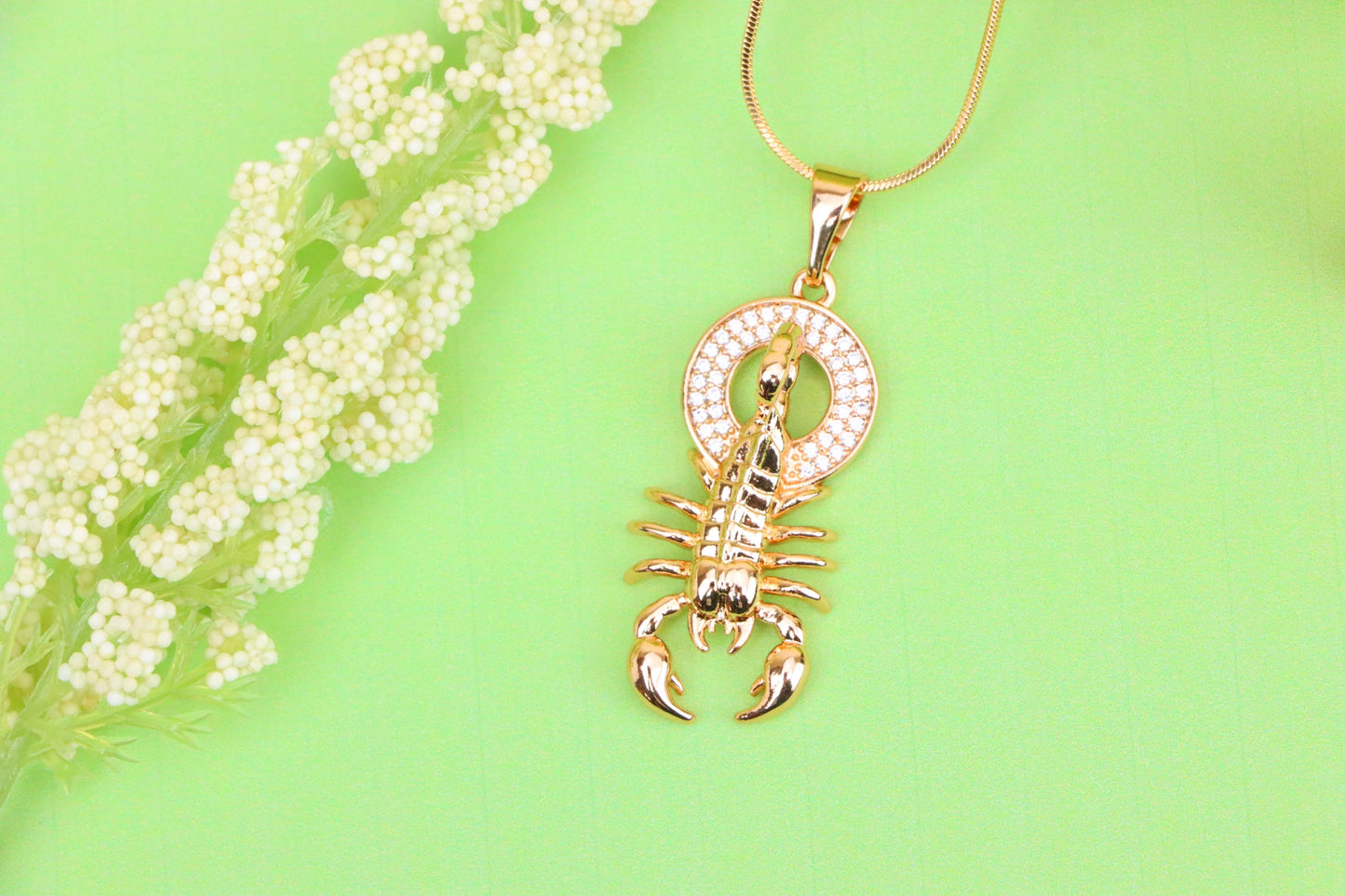 Rose Gold Scorpion Pendant in Gold Plated Brass – Zodiac Statement Charm, XPPT1759 (2152-4)