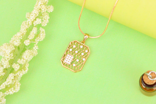 Rose Gold Rectangle Pendant with Crystal Accents, XPPT1307 (2130-10)
