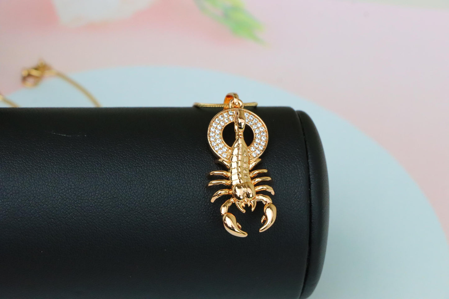 Rose Gold Scorpion Pendant in Gold Plated Brass – Zodiac Statement Charm, XPPT1759 (2152-4)