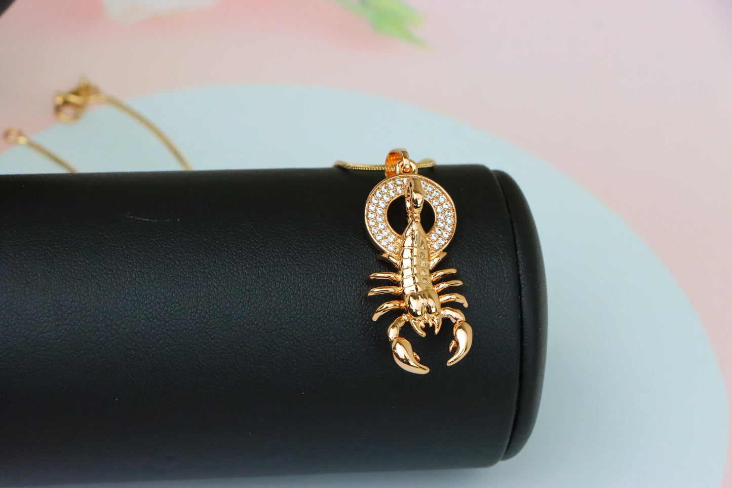 Rose Gold Scorpion Pendant in Gold Plated Brass – Zodiac Statement Charm, XPPT1759 (2152-4)