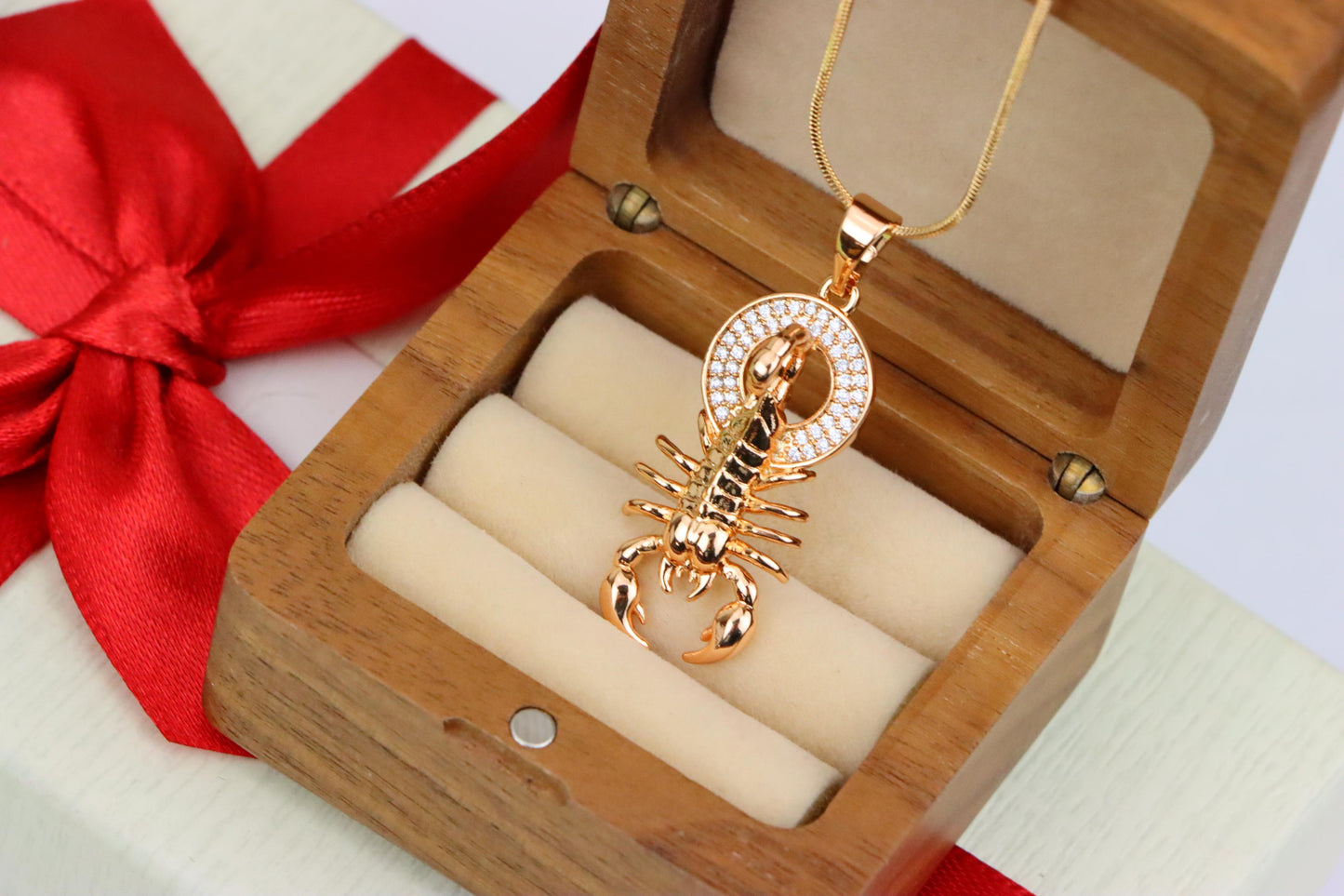 Rose Gold Scorpion Pendant in Gold Plated Brass – Zodiac Statement Charm, XPPT1759 (2152-4)