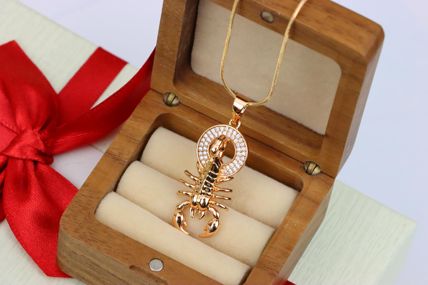 Rose Gold Scorpion Pendant in Gold Plated Brass – Zodiac Statement Charm, XPPT1759 (2152-4)