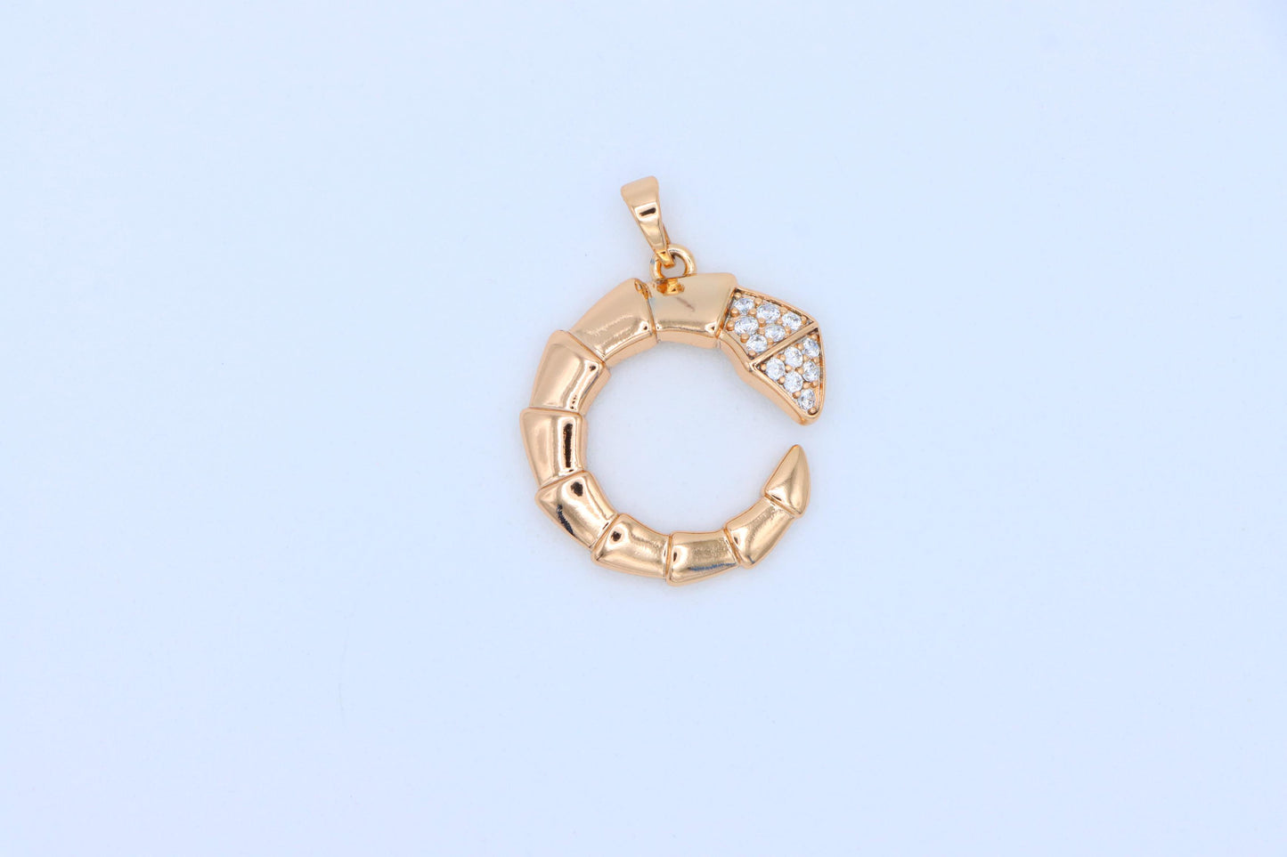 Rose Gold Curved Segment Pendant with Crystals, XPPT1308 (2131-1)