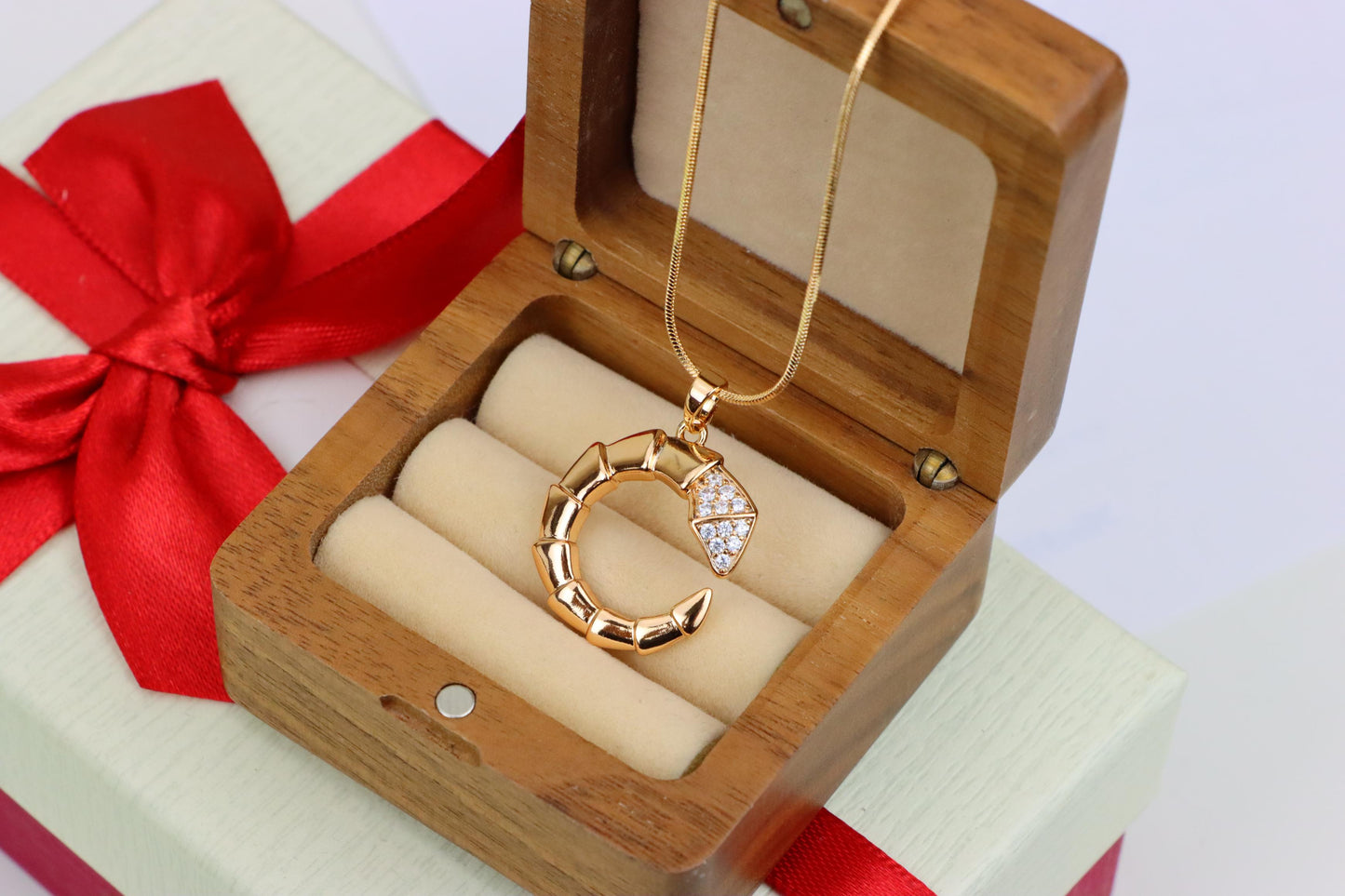 Rose Gold Curved Segment Pendant with Crystals, XPPT1308 (2131-1)