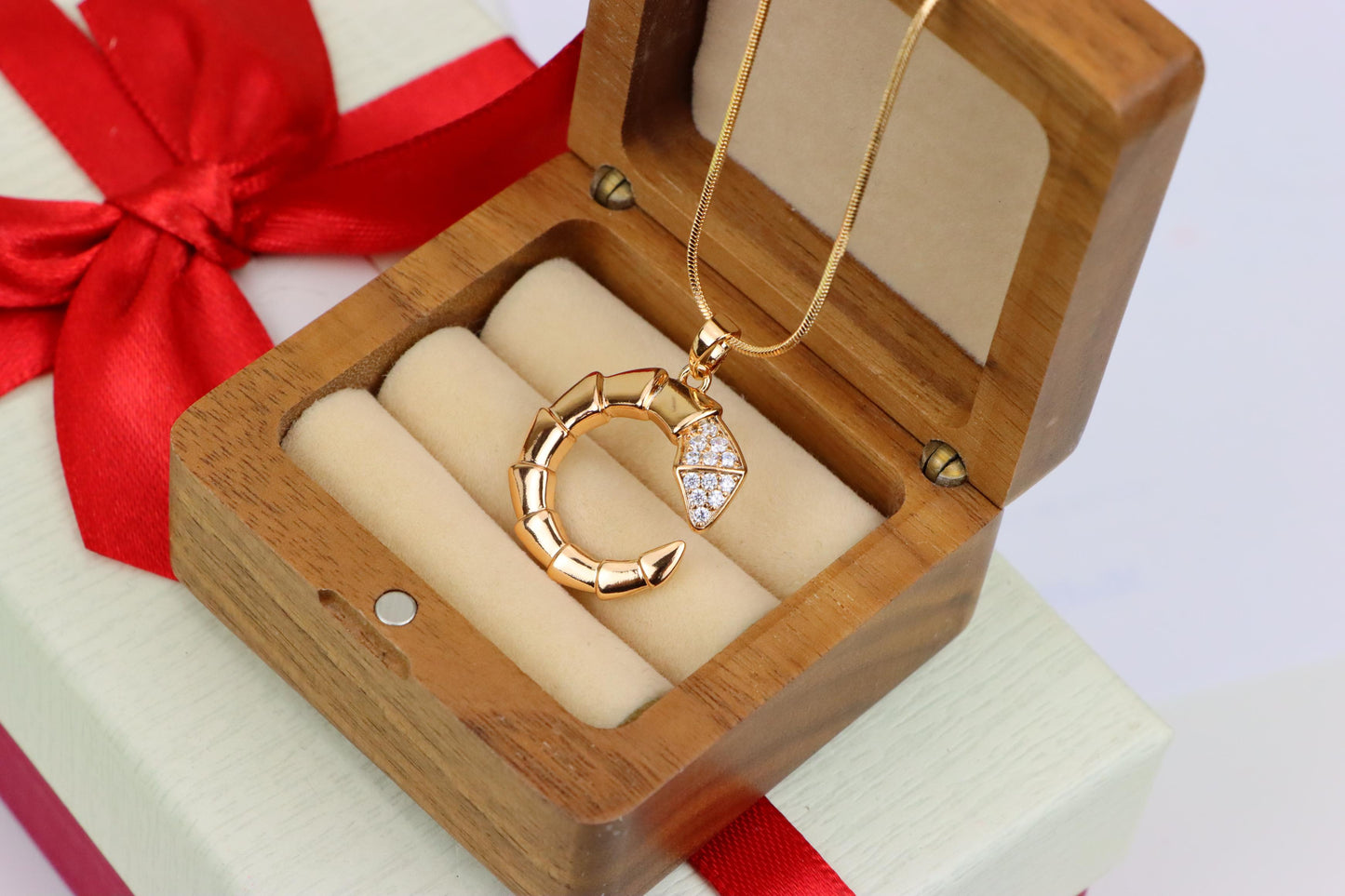 Rose Gold Curved Segment Pendant with Crystals, XPPT1308 (2131-1)