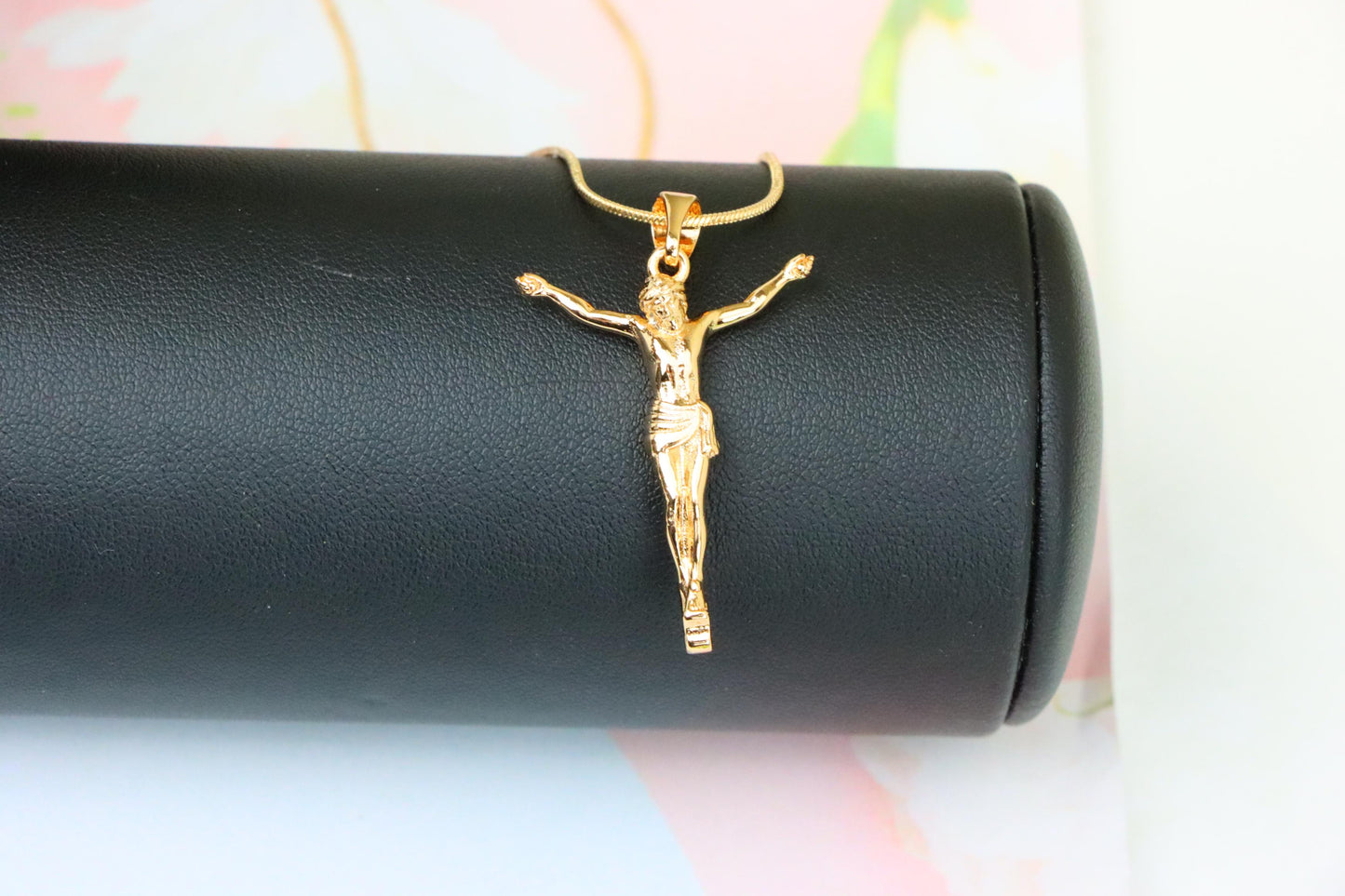 Gold Plated Crucifix Rose Gold Pendant, XPPT1309 (2131-2)