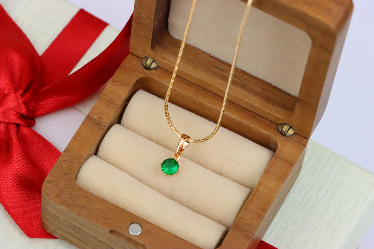 Tiny Green Stone Pendant in Gold Plated Brass – Minimal Everyday Accent, XPPT1761 (2152-6)