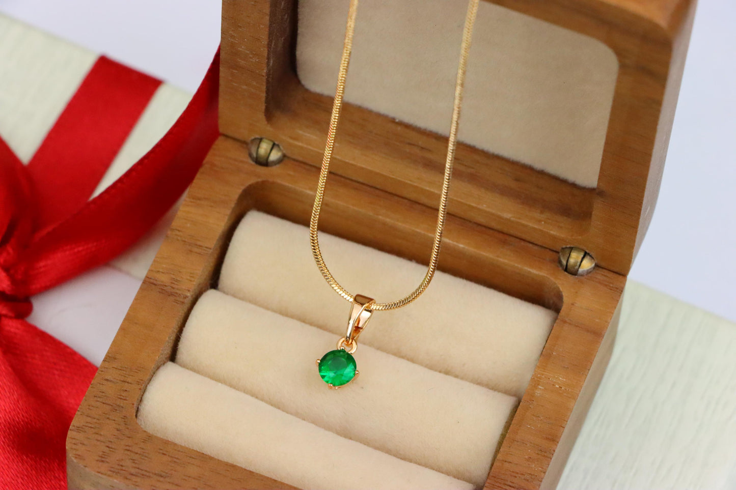Tiny Green Stone Pendant in Gold Plated Brass – Minimal Everyday Accent, XPPT1761 (2152-6)