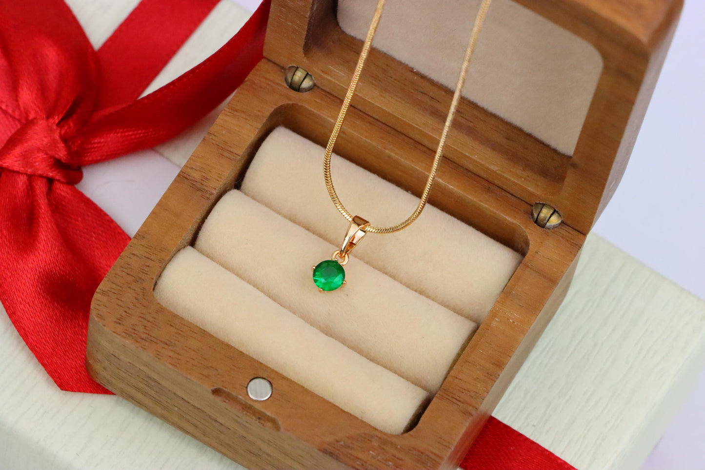 Tiny Green Stone Pendant in Gold Plated Brass – Minimal Everyday Accent, XPPT1761 (2152-6)