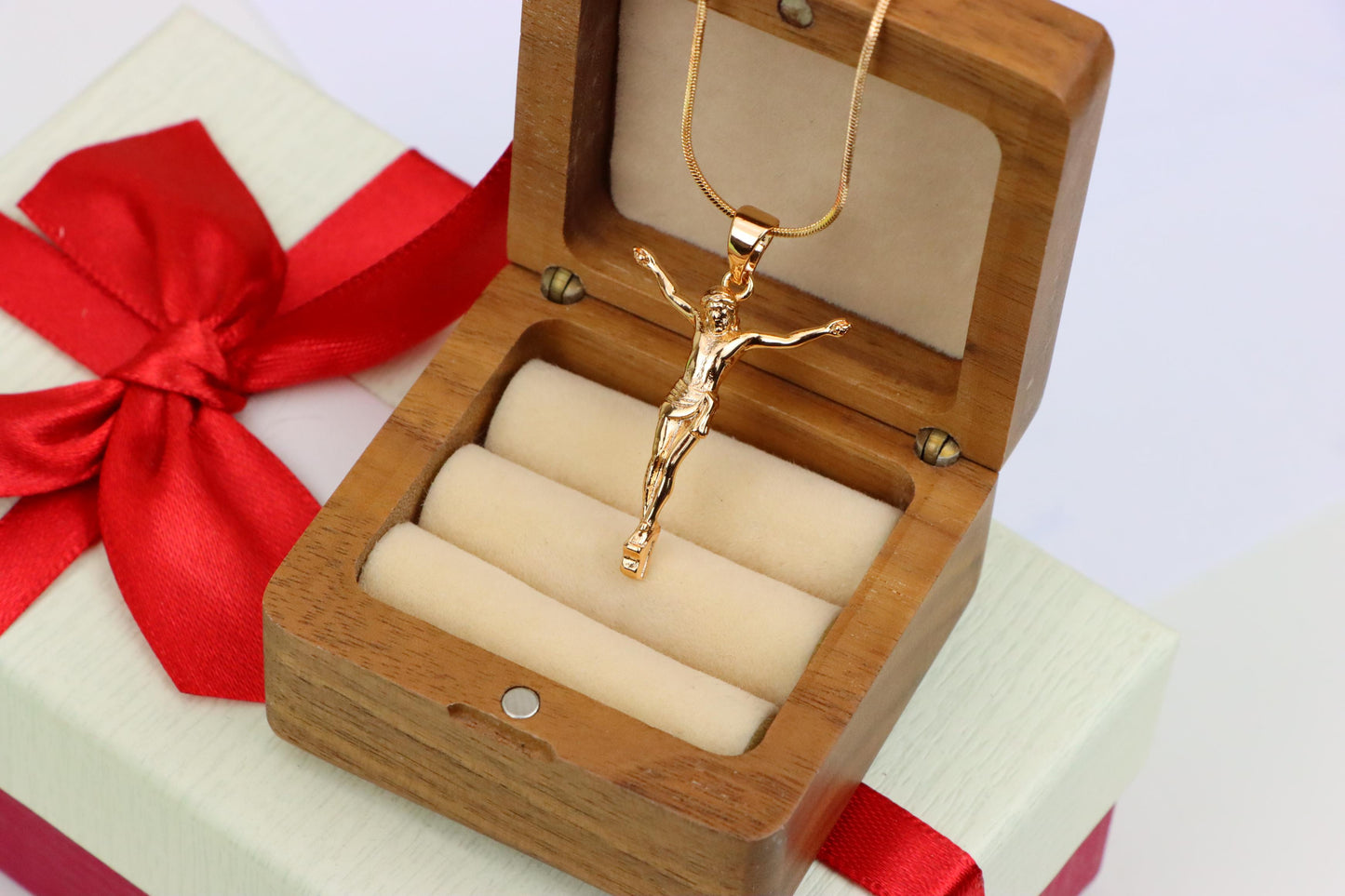 Gold Plated Crucifix Rose Gold Pendant, XPPT1309 (2131-2)