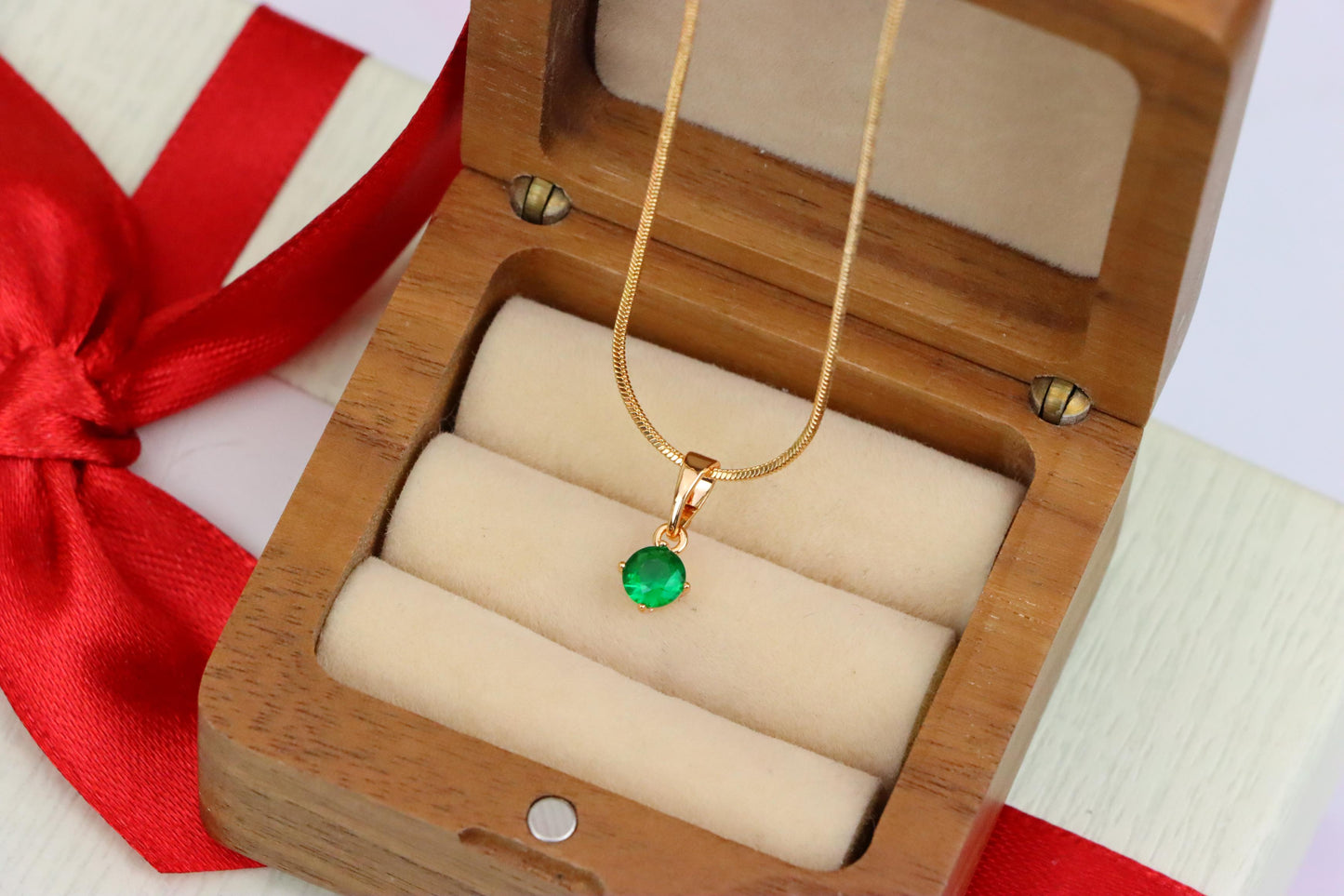 Tiny Green Stone Pendant in Gold Plated Brass – Minimal Everyday Accent, XPPT1761 (2152-6)