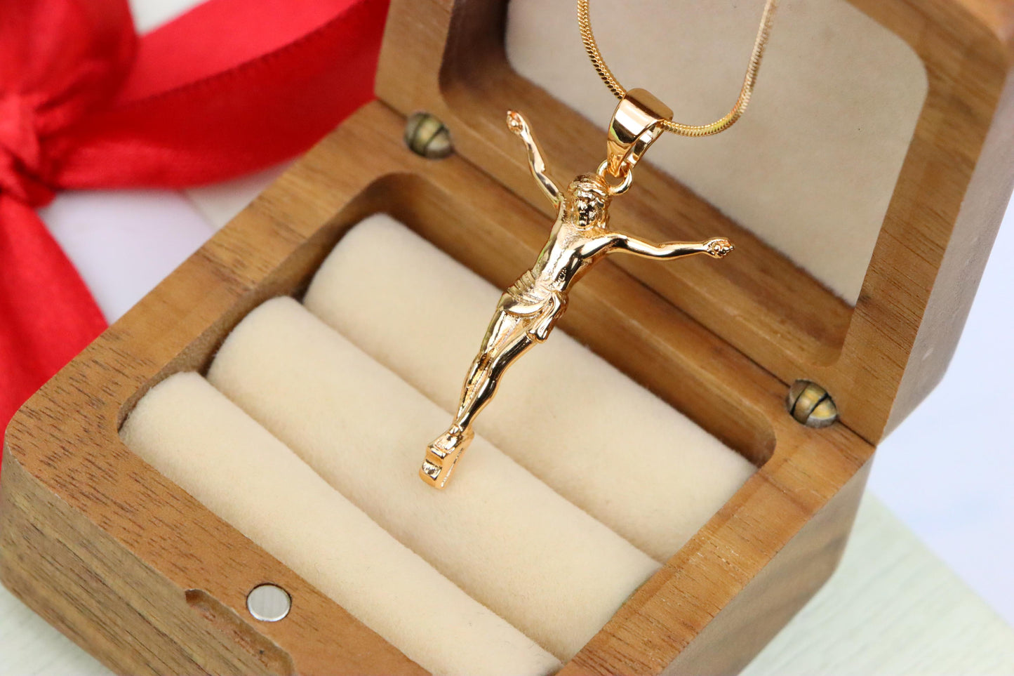 Gold Plated Crucifix Rose Gold Pendant, XPPT1309 (2131-2)