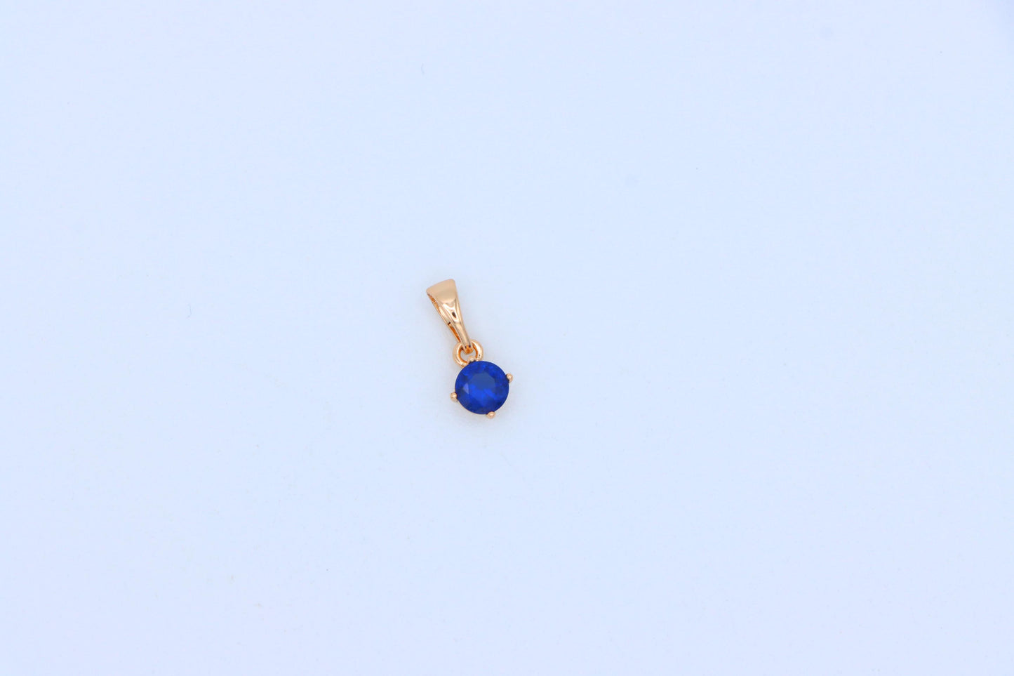 Tiny Blue Stone Pendant in Gold Plated Brass – Elegant Minimal Detail, XPPT1762 (2152-6)