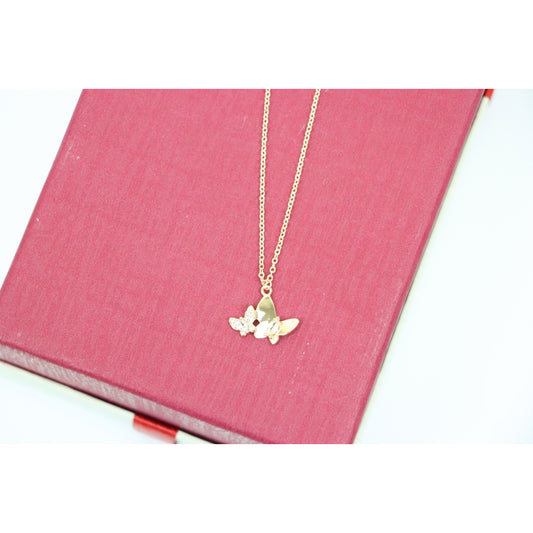 Rose Gold Butterfly Pendant Necklace with Crystal Accents , XPNL0169 (2017-9)