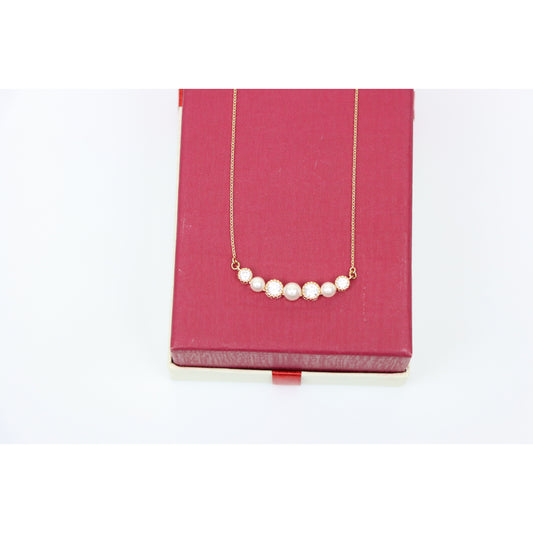 Rose Gold Necklace with Alternating Pearls and Crystals , XPNL0170 (2017-10)