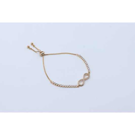 Elegant Rose Gold Infinity Bracelet with Crystal Accents, XPAB0619 (2062-8)