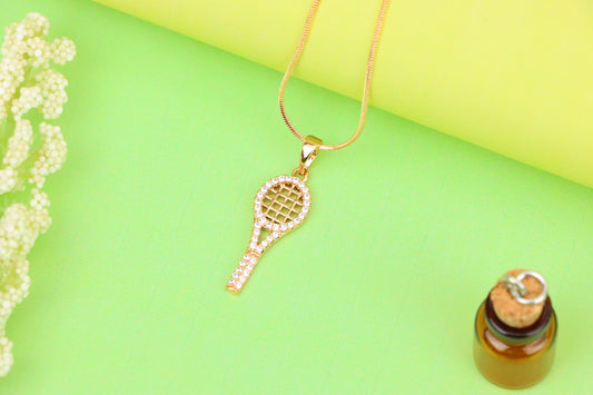 Sparkling Rose Gold Tennis Racket Pendant, XPPT1313 (2131-6)