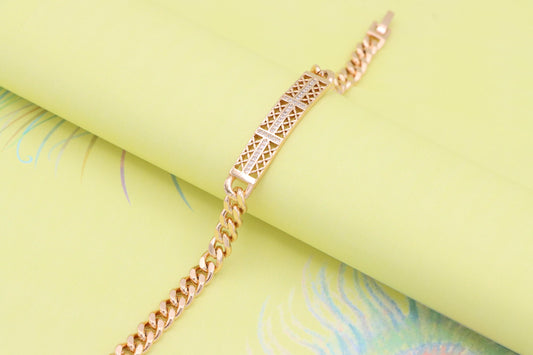 Rose Gold Bracelet with Lattice Bar and Crystals, XPBL0985 (2099-4)