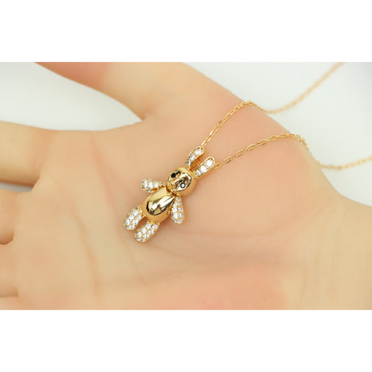 Cute Rose Gold Bunny Pendant Necklace with Heart Details , XPNL0172 (2018-2)