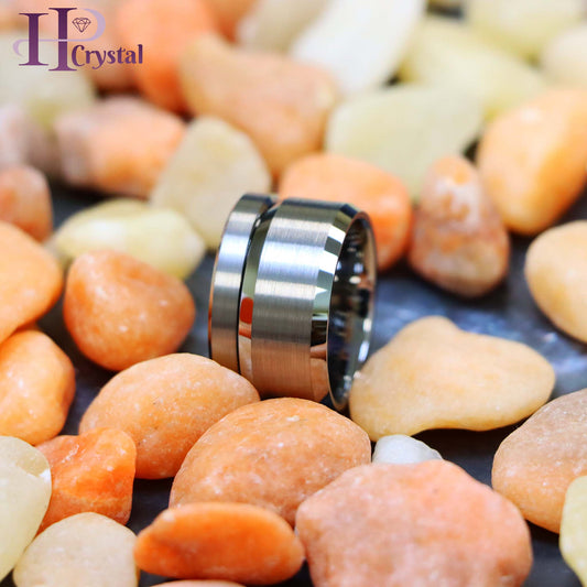 Flat Brushed Center High Polish Beveled Edge Tungsten Ring