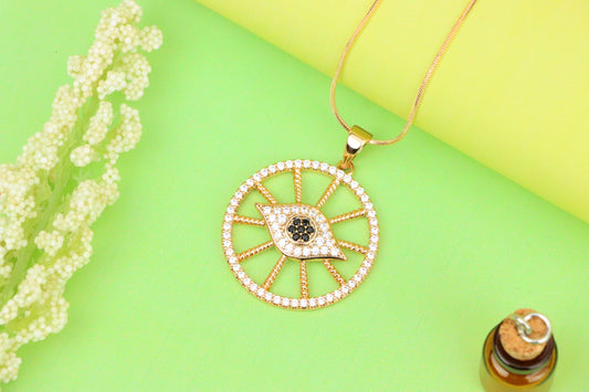 Sparkling Rose Gold Evil Eye Round Pendant, XPPT1315 (2131-8)