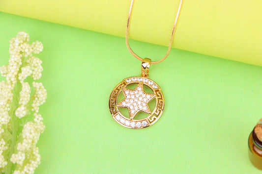 Sparkling Starburst Circle Rose Gold Pendant, XPPT1317 (2131-10)