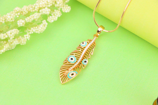 Elegant Peacock Feather Evil Eye Pendant, XPPT1318 (2132-1)