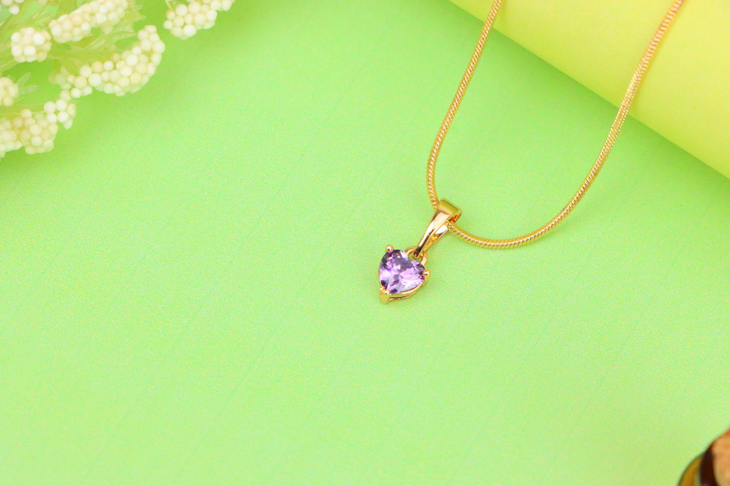 Dainty Heart Light Purple Pendant in Rose Gold, XPPT1320 (2132-2)