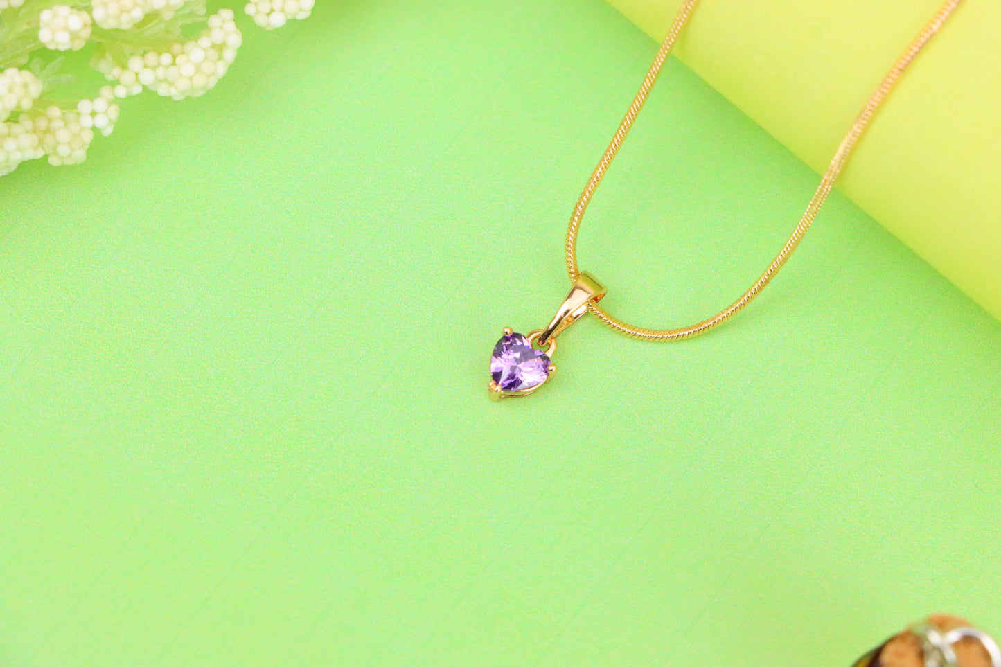 Dainty Heart Light Purple Pendant in Rose Gold, XPPT1320 (2132-2)