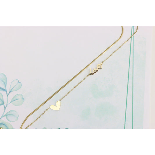 Elegant Yellow Gold Love and Heart Double Chain Bracelet for Women, XPBL0627 (2063-6)